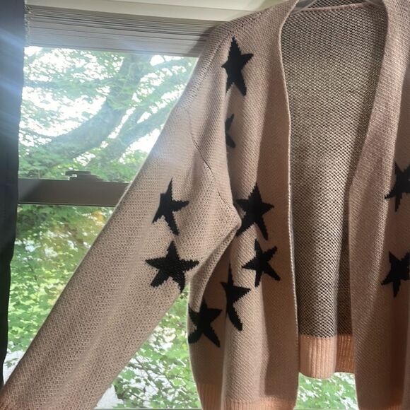 💖 Star pattern drop shoulder open front cardigan size 16 (2XL) baby pink 💖 - Picture 2 of 6